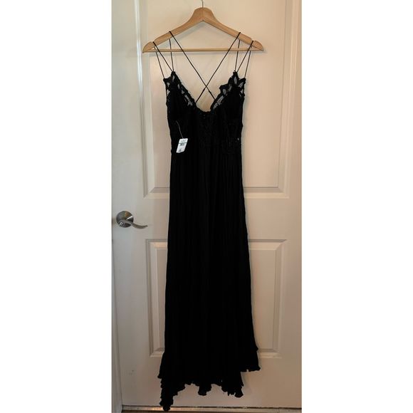 NWT Free People Adella Black Maxi Slip Dress - Picture 6 of 12